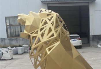 獅子雕塑擺件，烤漆工藝制作，大型不銹鋼獅子雕塑公司