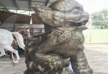 廣場獅子雕塑訂做，鏤空雕塑，不銹鋼透雕獅子雕塑