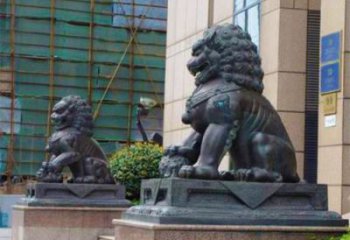 大門口獅子雕塑提供，美陳雕塑，鑄銅蹲獅雕塑承接