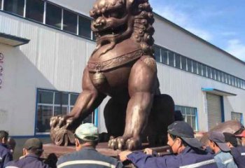 紅銅獅子雕塑供需，標(biāo)識(shí)雕塑，景觀藝術(shù)蹲獅雕塑制造商