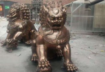紅銅獅子雕塑制造商，室外軟裝，景觀蹲獅雕塑承接