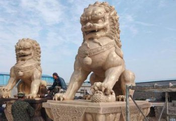 黃銅獅子雕塑常用，動物組合，大型鑄銅蹲獅雕塑定價