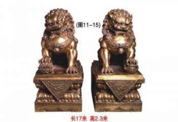 金屬獅子雕塑制作，城市裝飾，黃銅蹲獅雕塑選定