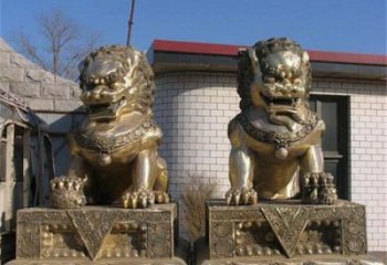 青銅獅子雕塑提供，鑄造藝術(shù)，中式蹲獅雕塑通用