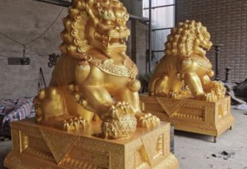 獅子雕塑制造商，黃銅動物小品，鑄銅蹲獅雕塑定制