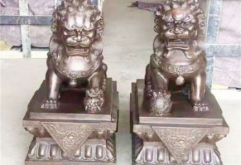 紫銅獅子雕塑通用，動(dòng)物裝飾標(biāo)識(shí)，景觀蹲獅雕塑承接