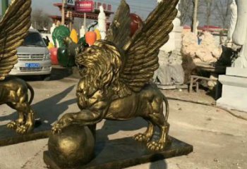 大型獅子雕塑公司，花園小品，飛獅雕塑裝飾提供