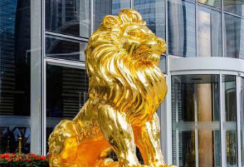 獅子雕塑精選，大門口擺件，戶外鎏金獅子雕塑承接
