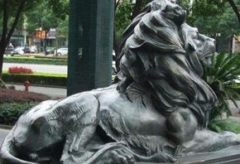 公園獅子雕塑定做，小區(qū)擺件，鑄銅趴獅雕塑制作