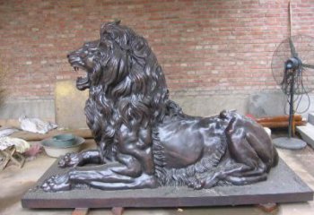 園林獅子雕塑觀賞型，美陳雕塑，大型趴獅雕塑展品