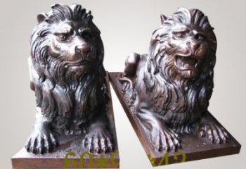 制造獅子雕塑廠家，鑄銅組合，趴獅雕塑工程制作