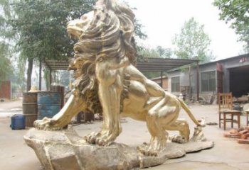 黃銅獅子雕塑預(yù)定，動物景觀擺件，走獅主題雕塑精品