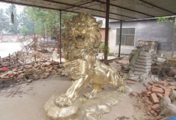 門(mén)口獅子雕塑點(diǎn)擊，地標(biāo)動(dòng)物擺件，走獅雕塑承接