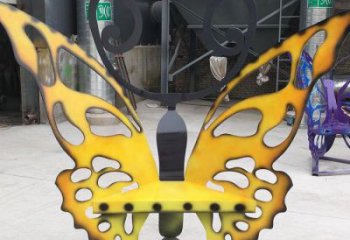 蝴蝶坐凳雕塑，公園小品雕塑，不銹鋼烤漆雕塑