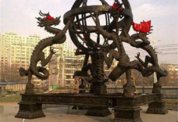 街道渾天儀雕塑，鍛造景觀雕塑，古銅效果