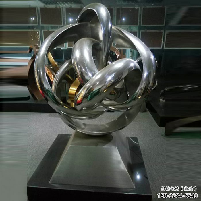 貴港地產(chǎn)雙環(huán)雕塑定做，城區(qū)小品，景觀不銹鋼雙環(huán)雕塑定價