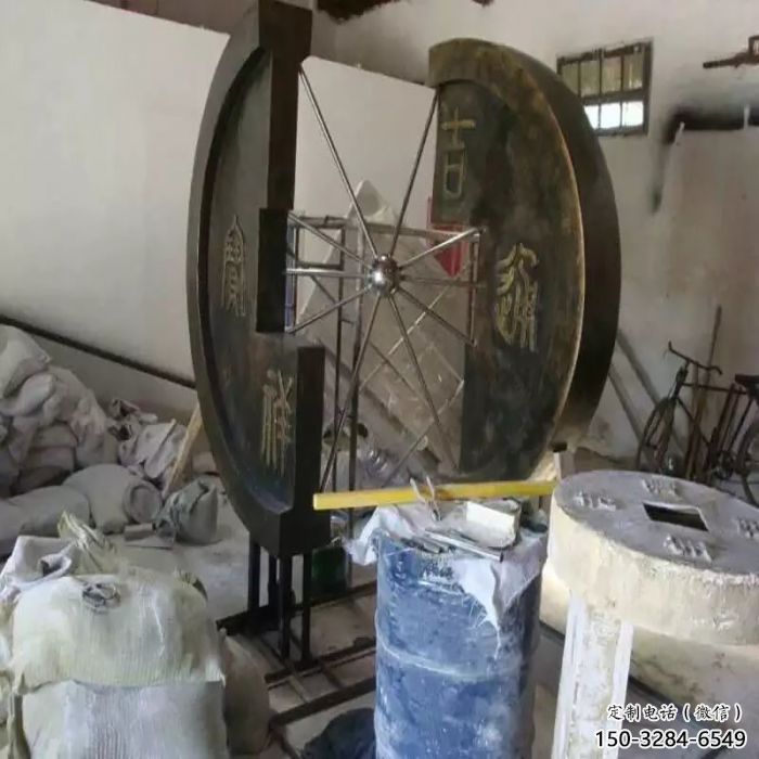 信陽(yáng)園林銅錢雕塑精選，陸地?cái)[件，公園銅錢雕塑精品