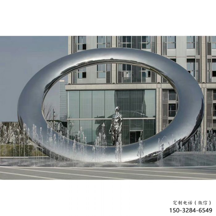 道外小區(qū)圓環(huán)雕塑，水簾噴泉雕塑，水景藝術(shù)效果