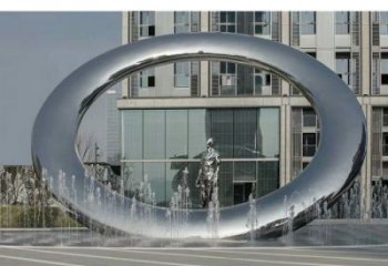 道外小區(qū)圓環(huán)雕塑，水簾噴泉雕塑，水景藝術(shù)效果