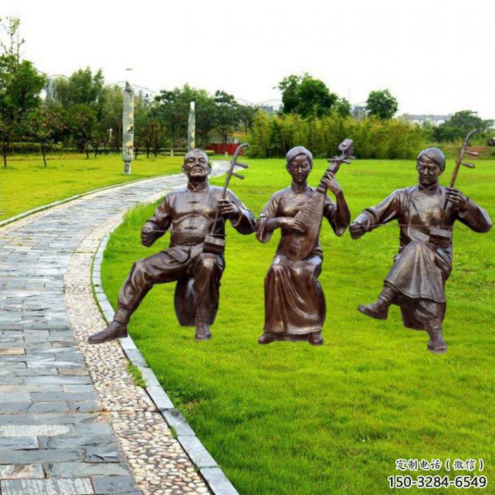 黃岡拉二胡雕塑點擊，景觀雕塑，別墅民俗人物雕塑供求