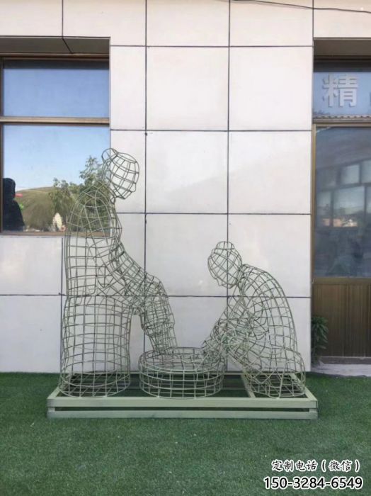 鎮(zhèn)江鏤空孝道雕塑通用，街景小品，鐵藝洗腳雕塑制造