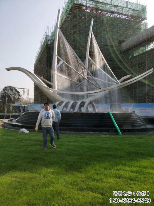 克孜勒蘇柯帆船噴泉雕塑，水景水秀組合，旱地帆船噴泉雕塑廠家