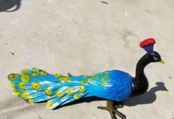 金鳳彩繪孔雀雕塑制作選用，景區(qū)案例，動物美陳雕塑