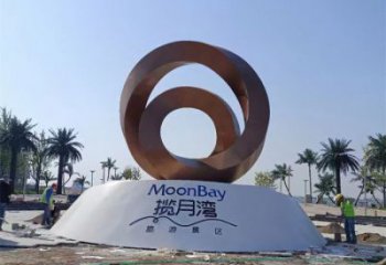 街道圓環(huán)雕塑，鍛造景觀雕塑，古銅效果