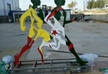 杏花嶺賽跑雕塑，鏤空工藝制作，不銹鋼烤漆體育人物雕塑