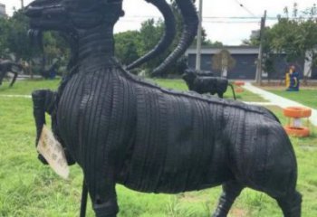 眉山輪胎山羊雕塑供應，公園雕塑，鑄銅輪胎羊雕塑供求