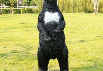 阿里街道黑熊雕塑，仿真動物雕塑，古銅效果