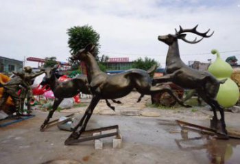 嘉黎戶外小鹿批發(fā)，動物雕塑，梅花鹿銅雕塑供求