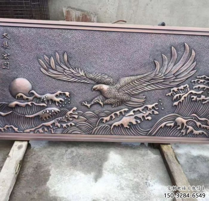 上城老鷹浮雕訂做，景區(qū)雕塑，鍛銅動物浮雕定價