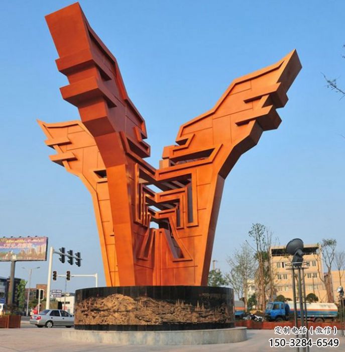 渝北城市精神堡壘雕塑，抽象建筑元素，廣場景觀雕塑小品