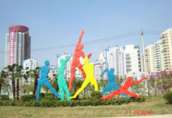 西湖投籃雕塑，剪影工藝制作，不銹鋼體育人物雕塑