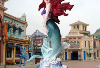 西湖水景美人魚雕塑