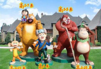 長壽廣場維尼熊雕塑，卡通水景雕塑，抽象效果
