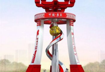渝中城市精神堡壘雕塑，地標(biāo)文明建筑不銹鋼雕塑