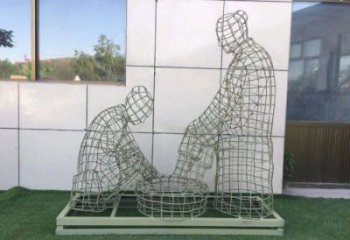 大渡口鏤空洗腳雕塑制作，園林裝飾，鐵藝孝道人物雕塑
