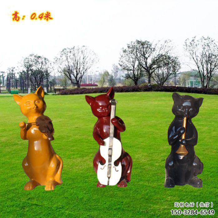 操場小貓雕塑，公園題材，剪影工藝